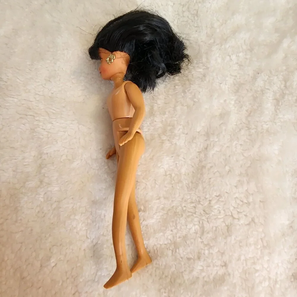 Vtg 1990 Kid Kore 8'' Girl Doll with Long Black Hair Colorful Clothes & Earrings